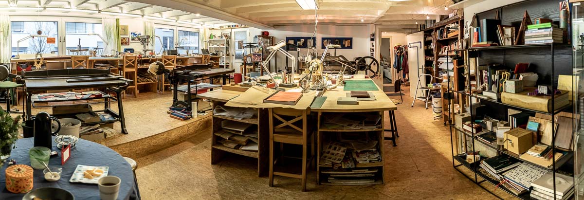 Dies ist ein Raum der schönen Werkstatt von Birgit Drücker